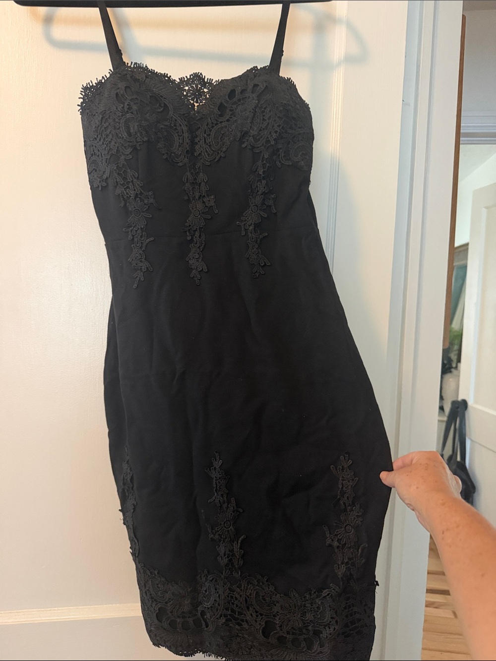 Haute Monde Black Lace Dress with Straps